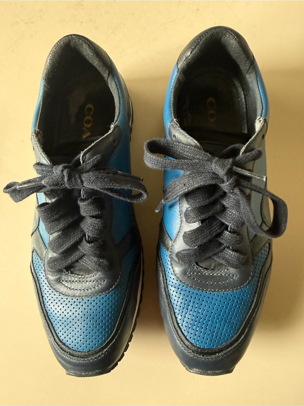 Coach Blue and Black Leather Athletic Sneakers